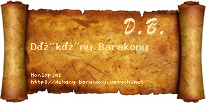 Dékány Barakony névjegykártya
